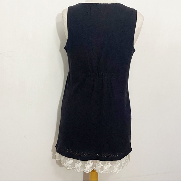 STYLE & CO crochet and lace trim lacy lined tunic top elastic at back waist M - Picture 4 of 9